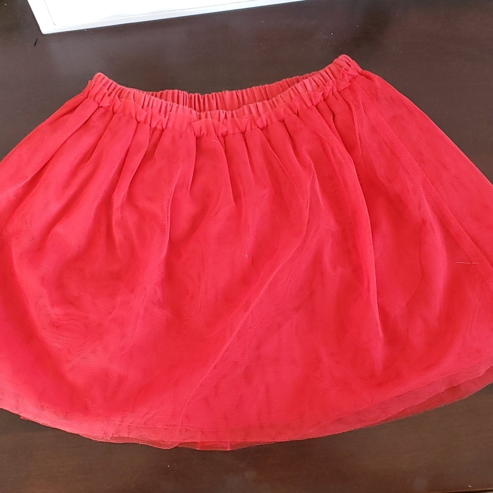 Girls Red Tulle and Lined holiday/Christmas skirt